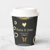 Golden Butterfly Paper Borden Papieren Bekers (Voorkant)