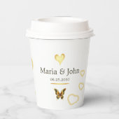 Golden Butterfly Paper Borden Papieren Bekers (Achterkant)