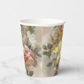 Golden Butterfly Rococo Rose Galentine Garden Papieren Bekers (Rechts)