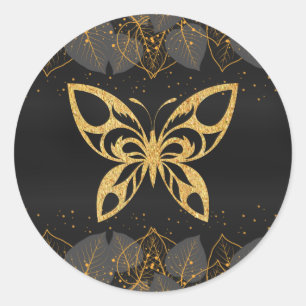 Golden Butterfly Ronde Sticker