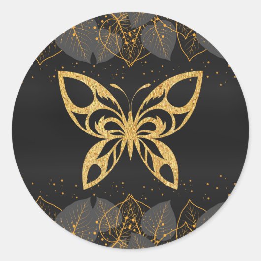Golden Butterfly Ronde Sticker (Voorkant)