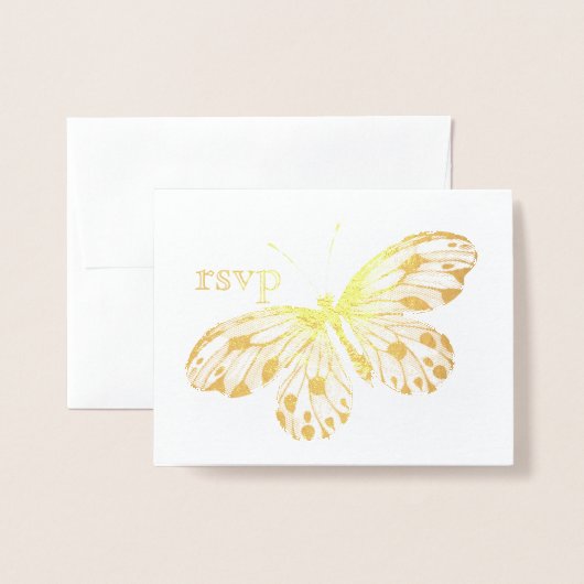 Golden Butterfly RSVP Folie Kaarten (Voorkant met envelop)