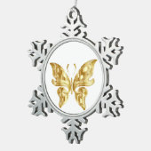 GOLDEN BUTTERFLY SNOWFLAKE PEWTER CHRISTMAS ORNAME TIN SNEEUWVLOK ORNAMENT (Rechts)