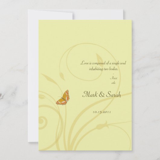 Golden Butterfly Vlourish Invitation Kaart (Voorkant)