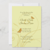 Golden Butterfly Vlourish Invitation Kaart (Achterkant)