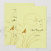 Golden Butterfly Vlourish Invitation Kaart (Voorkant / Achterkant)