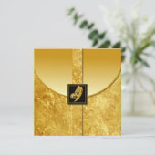 Golden Butterfly Whimsey Wedding Invitations Kaart (Staand voorkant)