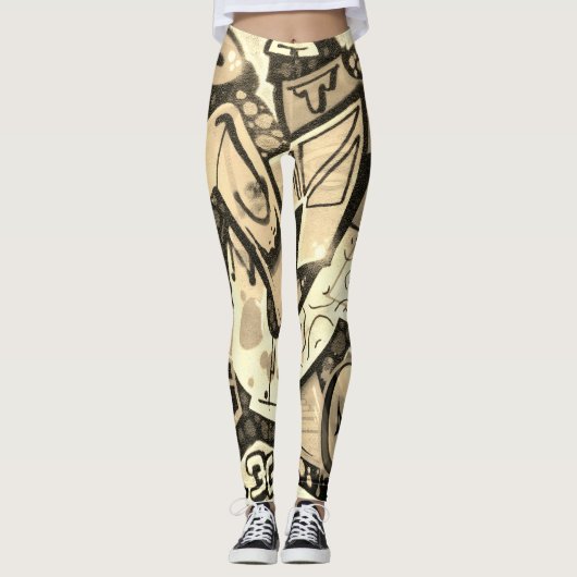 Golden Butterfly Wing Abstract Pattern Leggings (Voorkant)