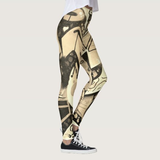 Golden Butterfly Wing Abstract Pattern Leggings (Rechts)