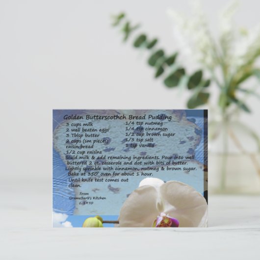 Golden Butterscotch Bread Pudding Recipe Briefkaart (Staand voorkant)