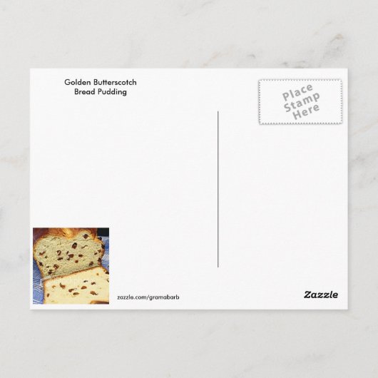 Golden Butterscotch Bread Pudding Recipe Briefkaart (Achterkant)