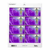 GOLDEN CADUCEUS, levendige amethist, violet, paars Etiket (Full Sheet)