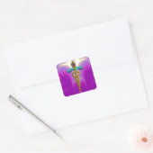 GOLDEN CADUCEUS, Medical Symbool Roze Fuchsia Vierkante Sticker (Envelop)