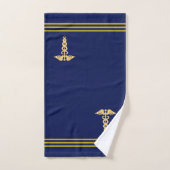 Golden Caduceus & Stripes op Navy Blue Bad Handdoek (Handdoek)