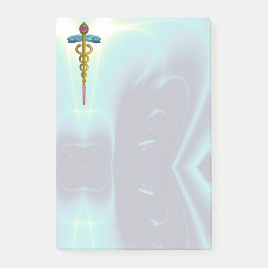 GOLDEN CADUCEUS SYMBOL MONOGRAM Blauwgroen blauw Post-it® Notes (Voorkant)