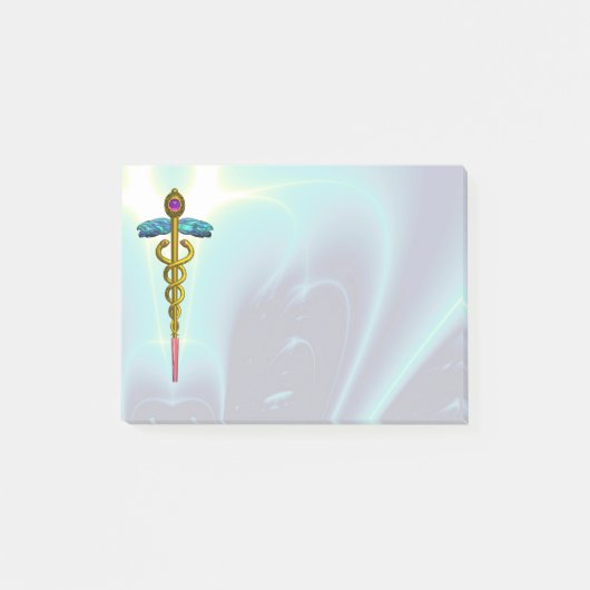 GOLDEN CADUCEUS SYMBOL MONOGRAM Blauwgroen blauw Post-it® Notes (Voorkant)