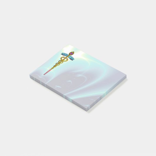 GOLDEN CADUCEUS SYMBOL MONOGRAM Blauwgroen blauw Post-it® Notes (Schuin)