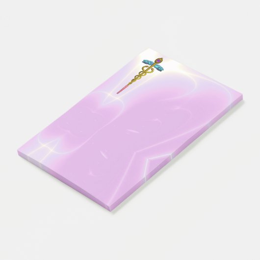 GOLDEN CADUCEUS SYMBOL MONOGRAM Lila Post-it® Notes (Schuin)