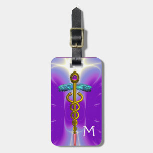 GOLDEN CADUCEUS SYMBOL MONOGRAM Paars Blauwgroen b Bagagelabel