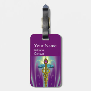 GOLDEN CADUCEUS SYMBOL MONOGRAM Paars Green Bagagelabel