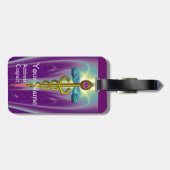 GOLDEN CADUCEUS SYMBOL MONOGRAM Paars Green Bagagelabel (Achterkant horizontaal)