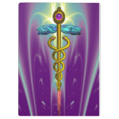 GOLDEN CADUCEUS SYMBOL MONOGRAM Paars Green Klembord (Achterkant)