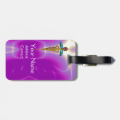 GOLDEN CADUCEUS SYMBOL MONOGRAM Pink Fuchsia Bagagelabel (Achterkant horizontaal)
