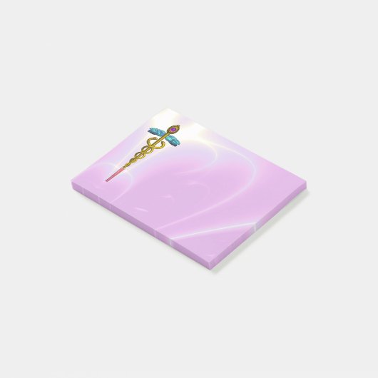 GOLDEN CADUCEUS SYMBOL MONOGRAM Pink Post-it® Notes (Schuin)