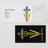 GOLDEN CADUCEUS VETERINAIR SYMBOOL/Black White Visitekaartje (Voorkant / Achterkant)