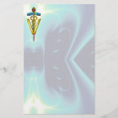 GOLDEN CADUCEUS VETERINAIR SYMBOOL / Blauwgroen bl Briefpapier (Voorkant)