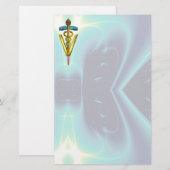 GOLDEN CADUCEUS VETERINAIR SYMBOOL / Blauwgroen bl Briefpapier (Voorkant / Achterkant)