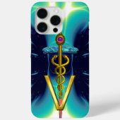 GOLDEN CADUCEUS VETERINAIR SYMBOOL / Blauwgroen bl Case-Mate iPhone Case (Achterkant)
