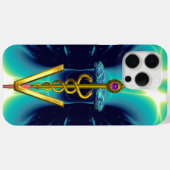 GOLDEN CADUCEUS VETERINAIR SYMBOOL / Blauwgroen bl Case-Mate iPhone Case (Achterkant (horizontaal))