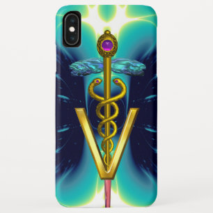 GOLDEN CADUCEUS VETERINAIR SYMBOOL / Blauwgroen bl Case-Mate iPhone Case