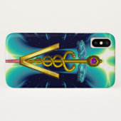 GOLDEN CADUCEUS VETERINAIR SYMBOOL / Blauwgroen bl Case-Mate iPhone Case (Achterkant (horizontaal))