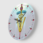 GOLDEN CADUCEUS VETERINAIR SYMBOOL/Blauwgroen blau Grote Klok (Hoek)