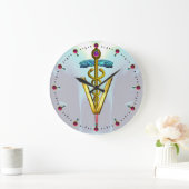 GOLDEN CADUCEUS VETERINAIR SYMBOOL/Blauwgroen blau Grote Klok (Huis)