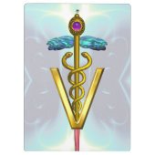 GOLDEN CADUCEUS VETERINAIR SYMBOOL/Blauwgroen blau Klembord (Achterkant)