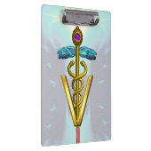 GOLDEN CADUCEUS VETERINAIR SYMBOOL/Blauwgroen blau Klembord (Rechts)