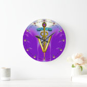 GOLDEN CADUCEUS VETERINAIR SYMBOOL/Blue Paars Grote Klok (Huis)