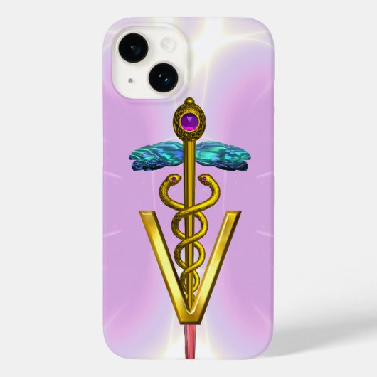 GOLDEN CADUCEUS VETERINAIR SYMBOOL Licht Roze Lila Case-Mate iPhone Case (Achterkant)