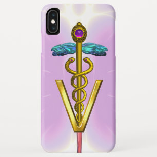 GOLDEN CADUCEUS VETERINAIR SYMBOOL Licht Roze Lila iPhone XS Max Hoesje