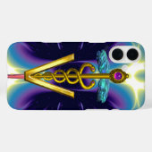 GOLDEN CADUCEUS VETERINAIR SYMBOOL / Paars blauw Case-Mate iPhone Case (Achterkant (horizontaal))