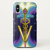 GOLDEN CADUCEUS VETERINAIR SYMBOOL / Paars blauw Case-Mate iPhone Case (Achterkant)
