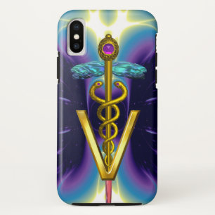 GOLDEN CADUCEUS VETERINAIR SYMBOOL / Paars blauw Case-Mate iPhone Case