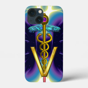 GOLDEN CADUCEUS VETERINAIR SYMBOOL / Paars blauw Case-Mate iPhone Case