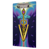 GOLDEN CADUCEUS VETERINAIR SYMBOOL / Paars blauw Klembord (Links)
