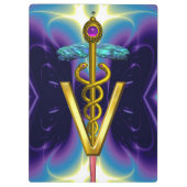 GOLDEN CADUCEUS VETERINAIR SYMBOOL / Paars blauw Klembord (Achterkant)