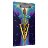 GOLDEN CADUCEUS VETERINAIR SYMBOOL / Paars blauw Klembord (Rechts)