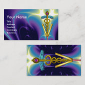 GOLDEN CADUCEUS VETERINAIR SYMBOOL/Paars blauw Visitekaartje (Voorkant / Achterkant)